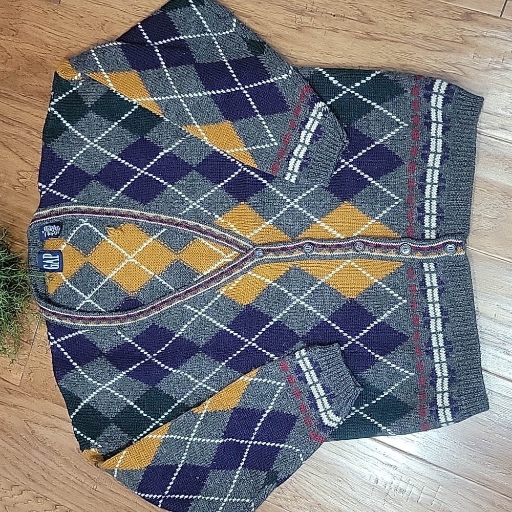 Vintage Wool Argyle Cardigan - Picture 6 of 11